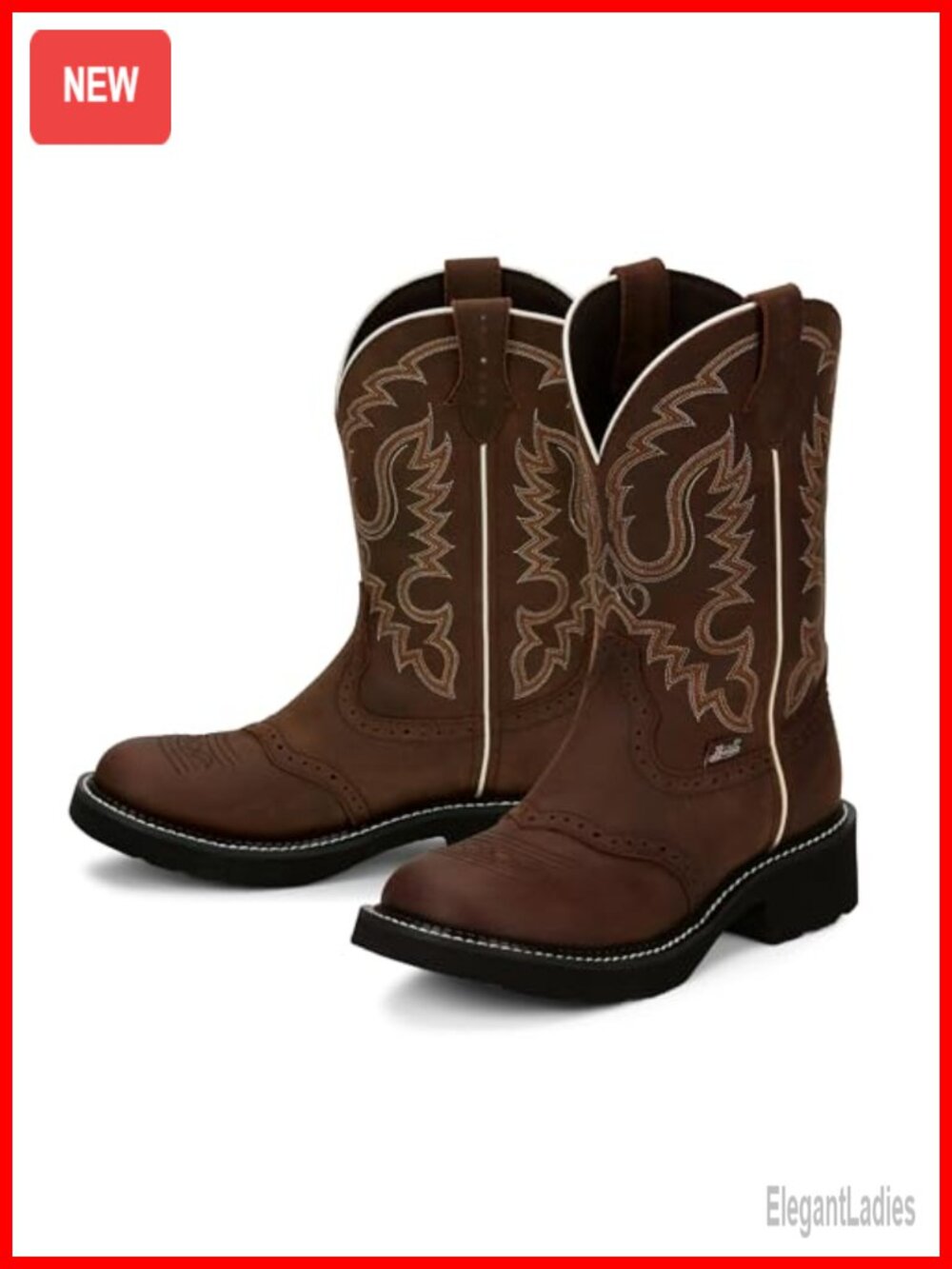 Western Boots Premium Full Grain Leather Slip Resistant Round Toe